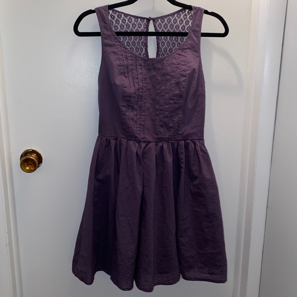 Purple lace back fit and flare dress (8)